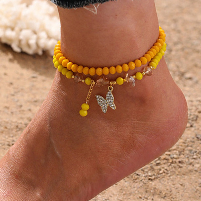 Butterfly Beaded Feet Chain