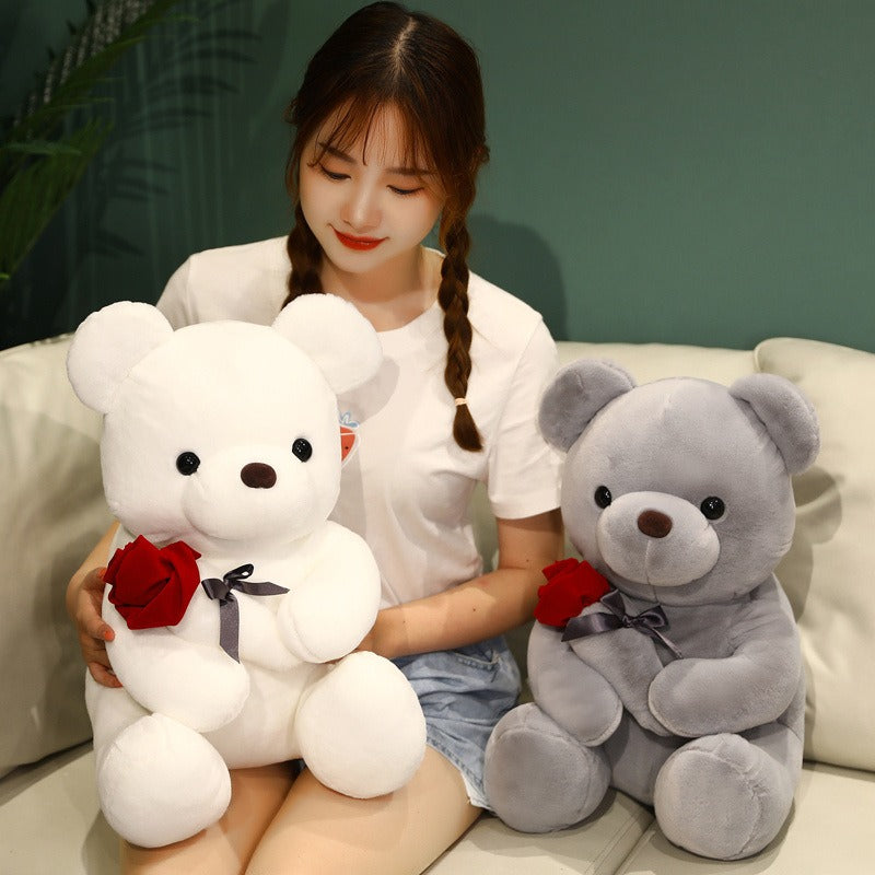 New Rose Bear Doll Teddy Bear Doll Plush Toy Valentine's Day Gift for Girls Large Pillow