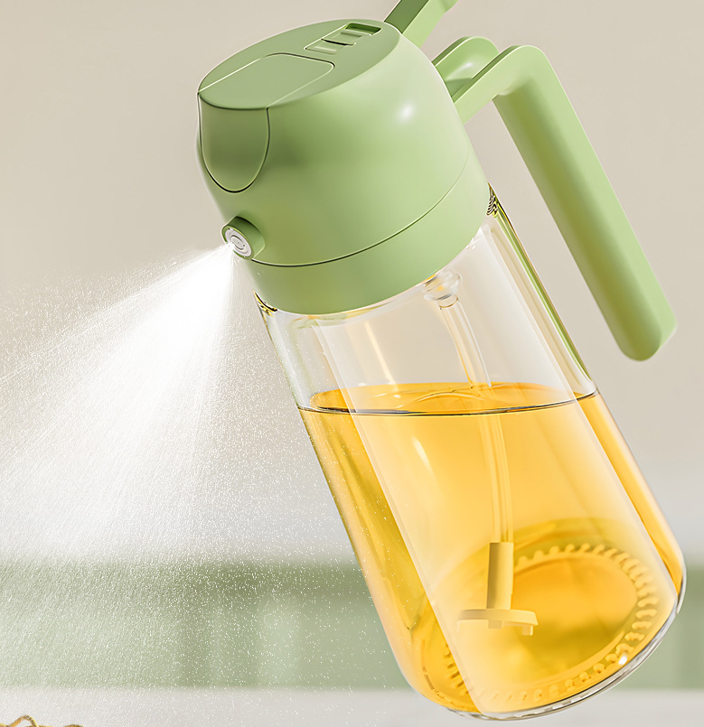 Oil spray bottle glass household kitchen leak proof oil bottle atomized mist filled edible oil container